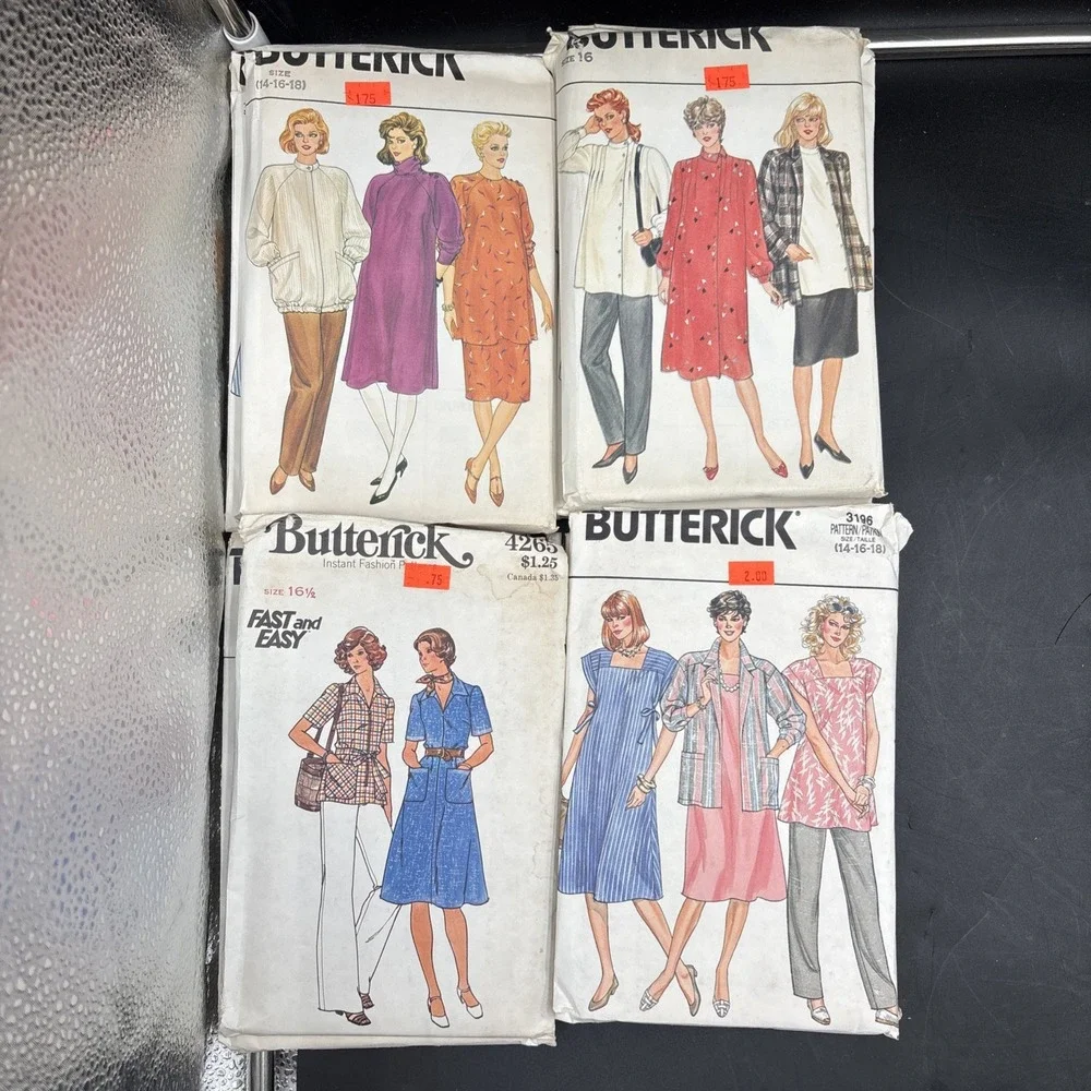 Lot 20 Vtg Sewing Patterns 80s Butterick Sz 14 16 18 20 22 Plus Size NEW Dresses